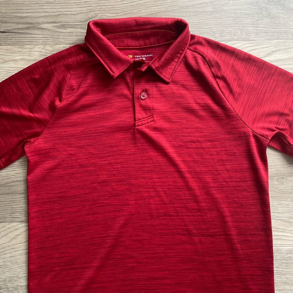 3/$30 | Tek Gear Dry Tek | Red Heather Performance Polo for Boys | M (10-12) - Picture 5 of 8